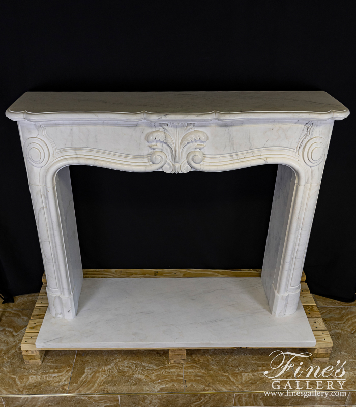 Marble Fireplaces  - Pristine White French Style Marble Fireplace Mantel - MFP-1897